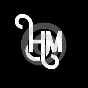 HM letter logo design on black background. HM creative initials letter logo concept. hm letter design. HM white letter design on