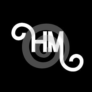 HM letter logo design on black background. HM creative initials letter logo concept. hm letter design. HM white letter design on