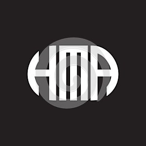 HMA letter logo design on black background. HMA creative initials letter logo concept. HMA letter design