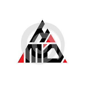 HMO triangle letter logo design with triangle shape. HMO triangle logo design monogram. HMO triangle vector logo template with red photo