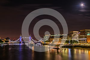 HMS Belfast and the Tower Bridge in London, United Kingdom