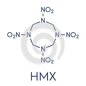 HMX octogen explosive molecule. Skeletal formula.
