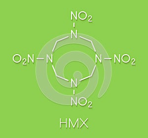 HMX octogen explosive molecule. Skeletal formula.