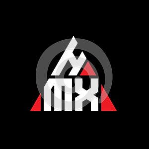HMX triangle letter logo design with triangle shape. HMX triangle logo design monogram. HMX triangle vector logo template with red