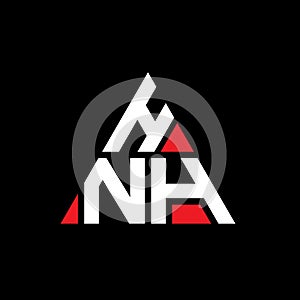 HNH triangle letter logo design with triangle shape. HNH triangle logo design monogram. HNH triangle vector logo template with red