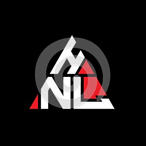 HNL triangle letter logo design with triangle shape. HNL triangle logo design monogram. HNL triangle vector logo template with red photo