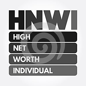 HNWI - High Net-Worth Individual acronym, business concept background