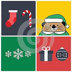 Merry Christmas. Set of labels and elements. Vector set illustration template