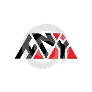 HNY triangle letter logo design with triangle shape. HNY triangle logo design monogram. HNY triangle vector logo template with red