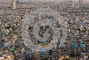 Ho Chi Minh City aerial view during the day with residential houses