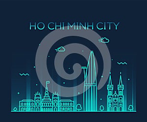 Ho Chi Minh City Saigon skyline Vietnam vector