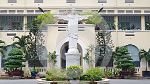 Jesus Christ Statue In Front Of Ky Dong Church In Ho Chi Minh City, Vietnam.