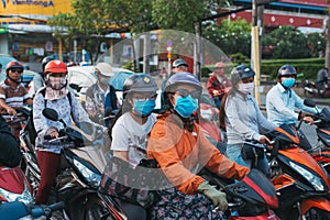 HO CHI MINH CITY,VIETNAM - DEC 10: Road congested with motorists in Ho Chi Minh City Saigon, Vietnam