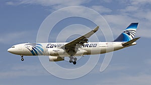 A Airbus A330-243(P2F) Airplane Of EgyptAir Cargo Landing At Tan Son Nhat International Airport.