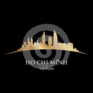 Ho Chi Minh city Vietnam skyline silhouette black background