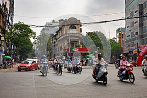 HO CHI MINH,SAIGON, VIETNAM - DECEMBER 25, 2016: A traffic jam in the city of Ho Chi Minh, Vietnam. Hundrgeds of moped and scooter