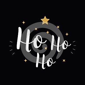 Ho Ho Ho Christmas vector gold greeting text lettering black background photo
