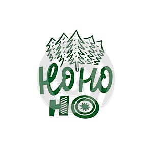 Ho ho ho hand drawn green color lettering phrase.