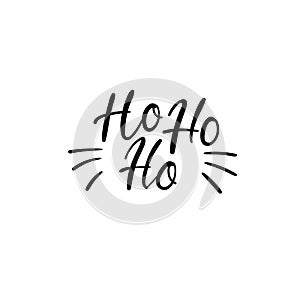 Ho Ho Ho Hand Lettering Greeting Card. Vector Illistration. Modern Calligraphy.