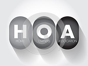 HOA - Homeowners Association acronym, business concept background