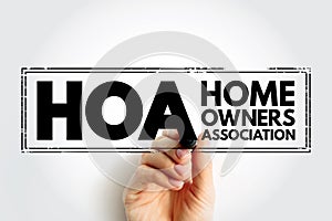 HOA - Homeowners Association acronym text stamp, business concept background