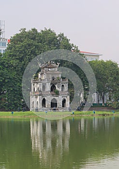 Hoan Kiem lake cityscape Hanoi Vietnam