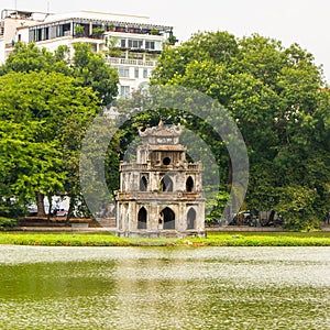 Hoan Kiem lake Sword lake, Ho Guom in Hanoi, Vietnam