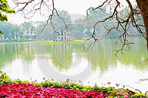 Hoan Kiem Lake on Tet Holiday.