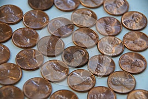 Hoard of United States penny coin