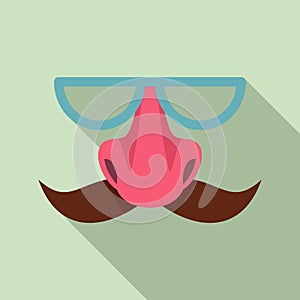 Hoax face mask icon, flat style