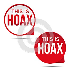 Hoax label red sign vector