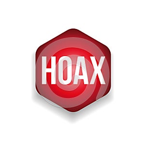 Hoax label red sign vector