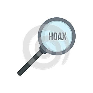 Hoax magnifier icon flat isolated vector