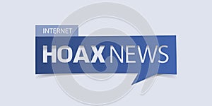 Hoax news banner isolated on light blue background. Banner design template. photo