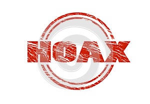 Hoax Red vintage rubber stamp isolated on white background