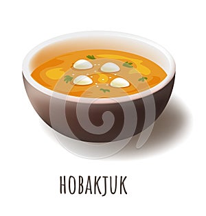 Hobakjuk, Korean pumpkin porridge with rice balls