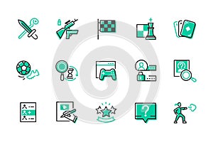 Hobbies and entertainment - set of line design style icons