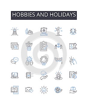 Hobbies and holidays line icons collection. Analytics, Insights, Predictive, Big Data, Visualization, Interpretation