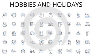 Hobbies and holidays line icons collection. Prioritization, Organization, Planning, Efficiency, Productivity, Focus photo