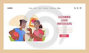 Hobbies and Interests concept. Flat photo