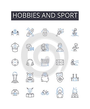 Hobbies and sport line icons collection. Visionary, Strategic, Influential, Decisive, Charismatic, Inspirational