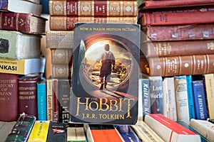 The Hobbit book by J.R.R. Tolkien at the flea market.