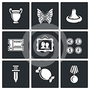 The hobby of collecting icons set. Vector Illustration.