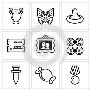 The hobby of collecting icons set. Vector Illustration. photo