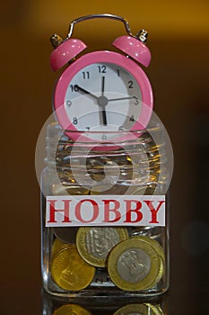 Hobby concept with alarm clock.