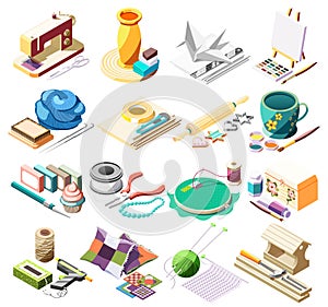 Hobby Crafts Isometric Icons Set