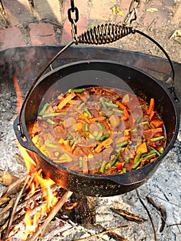 Hobo Stew Cooked over an Open Fire