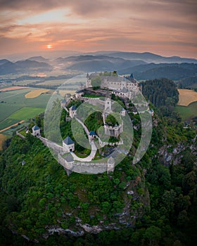 Hochosterwitz Castle on the hill in Austria Osterreich aerial view photo
