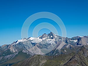 Hochschober - Panoramic view of majestic mountain peak Grossglockner seen from Hochschober, Schober Group, High Tauern, East Tyrol