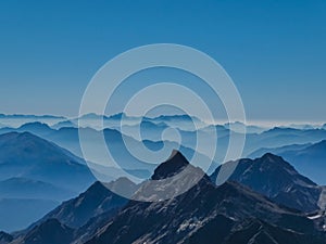 Hochschober - Panoramic view from majestic mountain peak of Hochschober, Schober Group, High Tauern National Park, East Tyrol